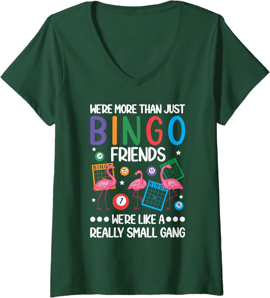 Womens Bingo Friends Bingo Player Bingo Lover Bingo Enthusiasts V-Neck T-Shirt - Dark Green