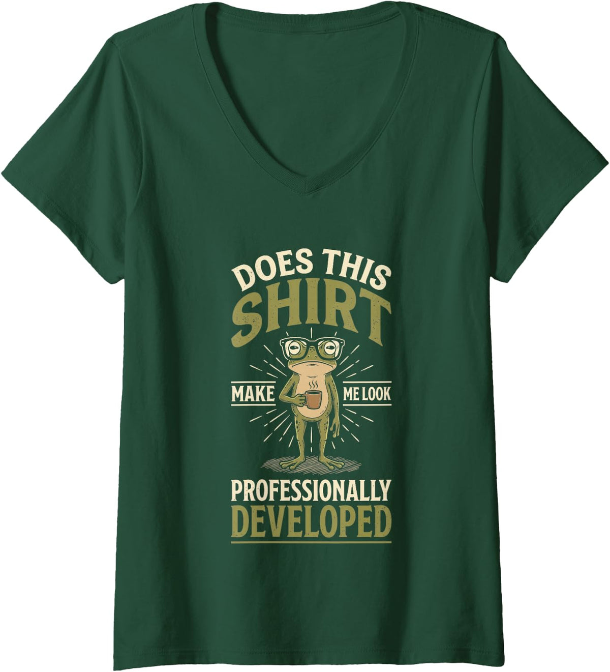 Women's Professionally Developed... Funny Educator Principal Teacher V-Neck T-Shirt - Dark Green