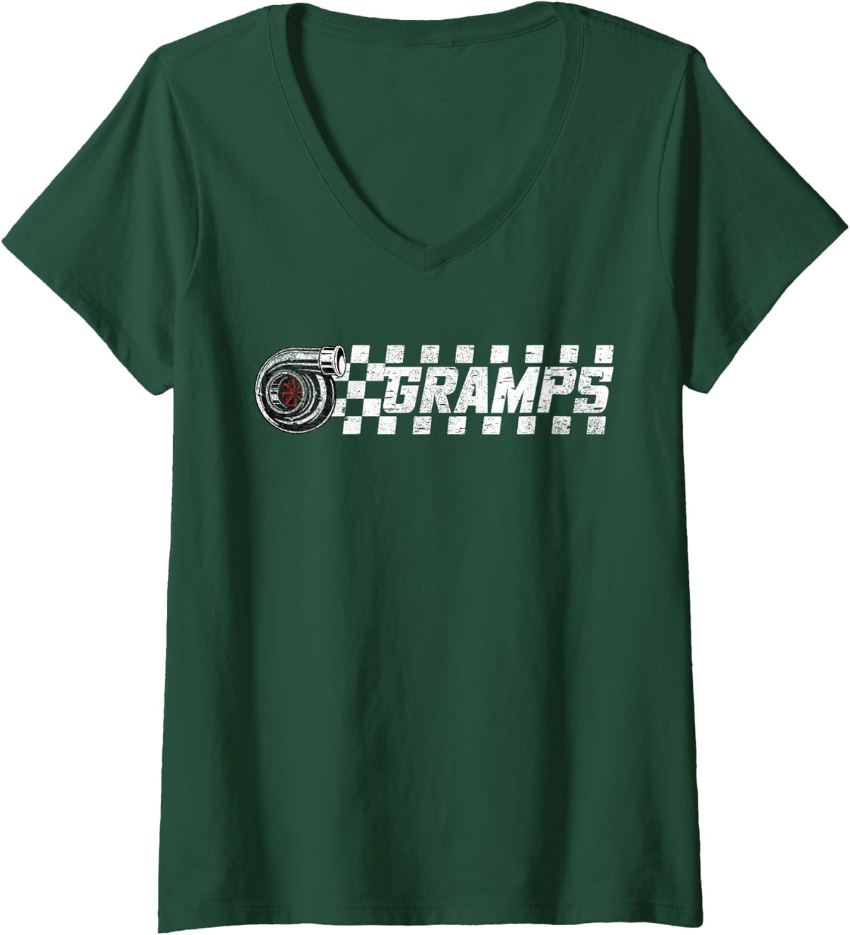 Women's Birthday Party Matching Family Pit Crew Race Car Gramps V-Neck T-Shirt - Dark Green