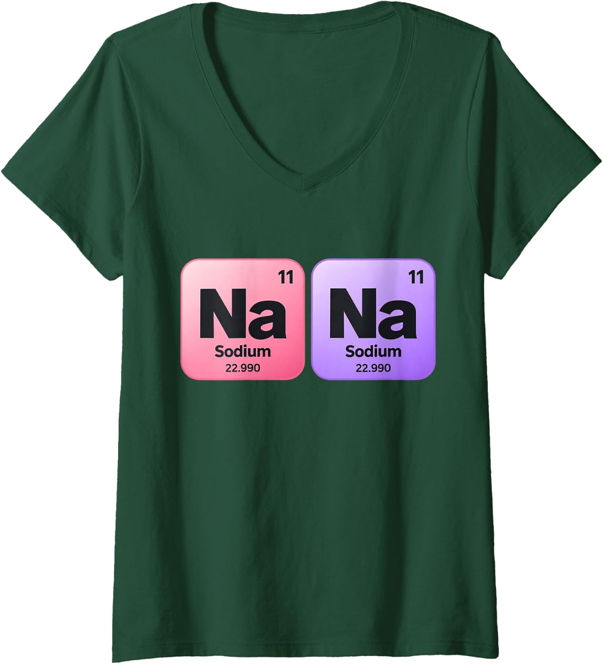 Women's Nana Periodic Table Elements Funny Chemistry Grandma V-Neck T-Shirt - Dark Green