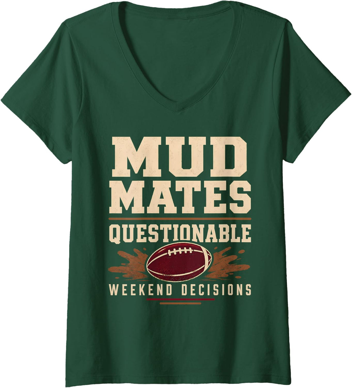 Women's Rugby Weekend Rugby Match Day Social Club Gift V-Neck T-Shirt - Dark Green