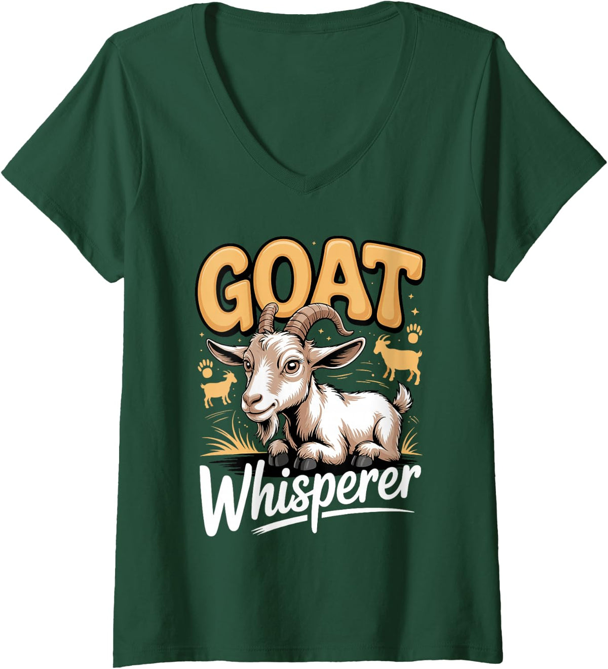 Women's Goat Whisperer V-Neck T-Shirt - Dark Green