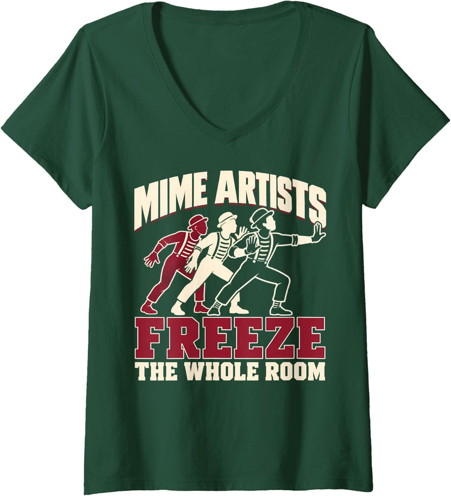 Women's Mime Performer Physical Theatre Artist Gift V-Neck T-Shirt - Dark Green