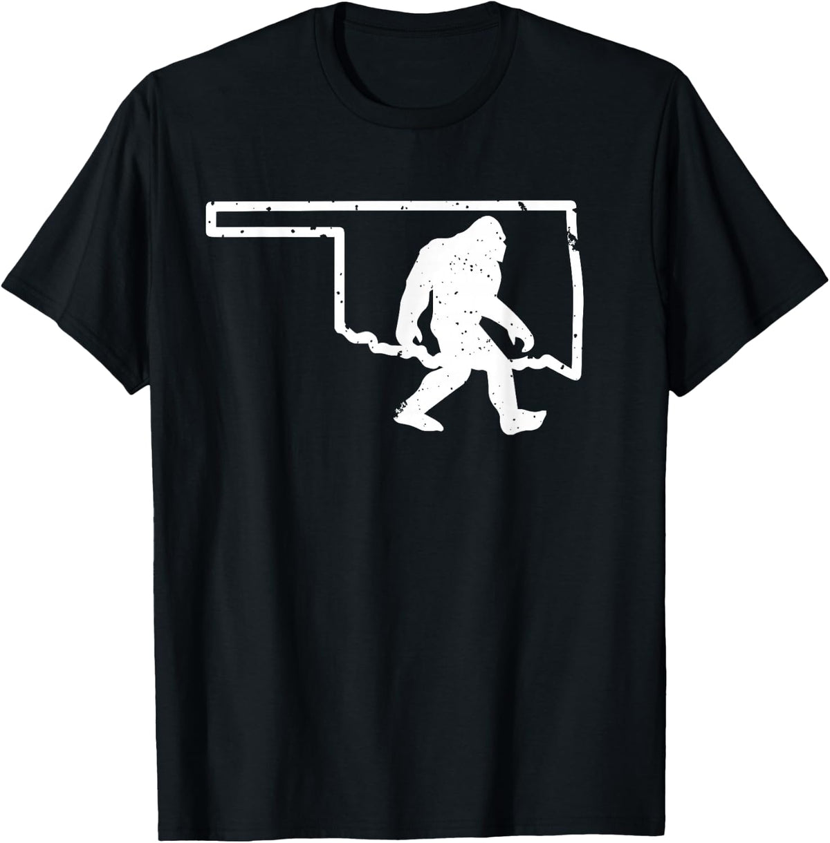 Oklahoma Bigfoot Hunter Sasquatch Yeti State Pride Funny Tee T-Shirt For Men Women - Black