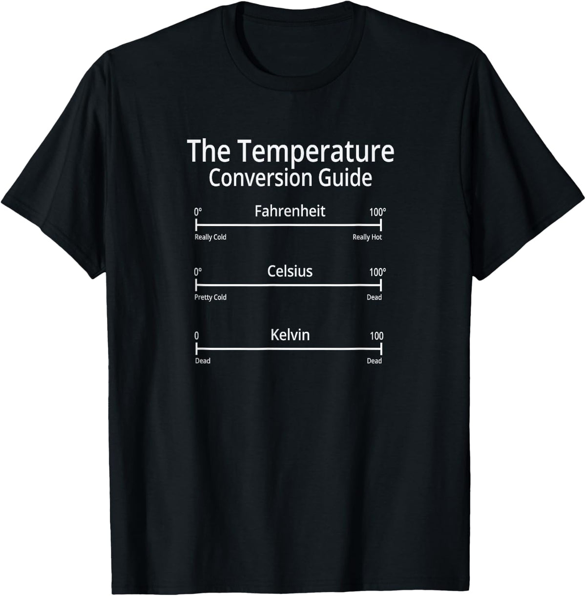 The Temperature Conversion Guide - Funny STEM Degrees Nerd T-Shirt - Black