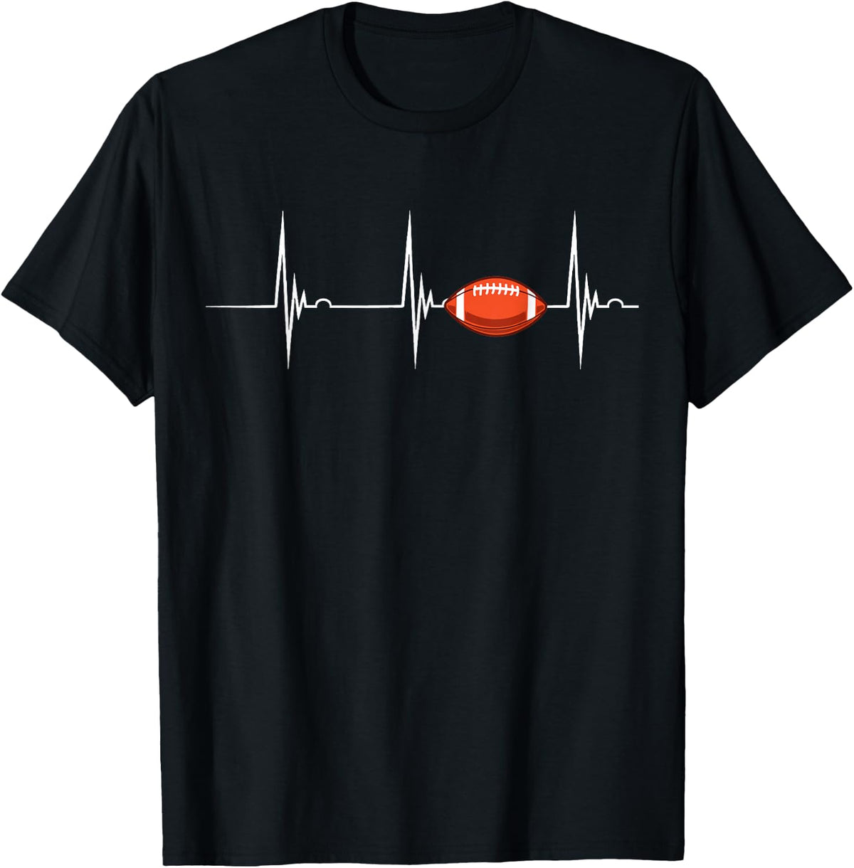 American Football Gridiron Heartbeat EKG Pulse Team Sports T-Shirt - Black