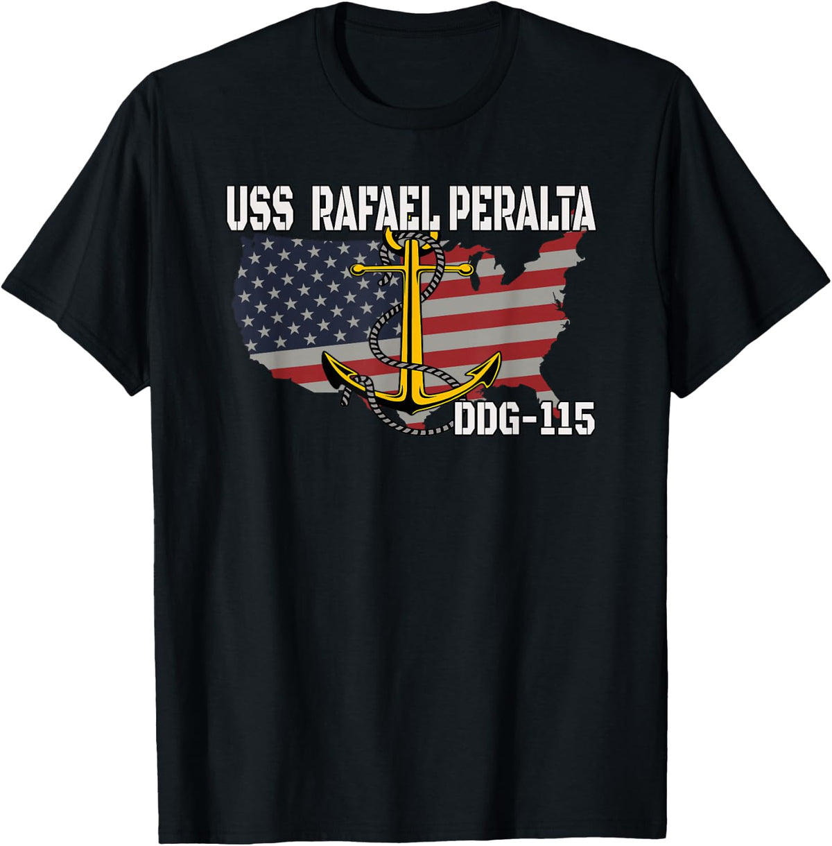 USS Rafael Peralta DDG-115 Destroyer Veterans Father Grandpa T-Shirt - Black