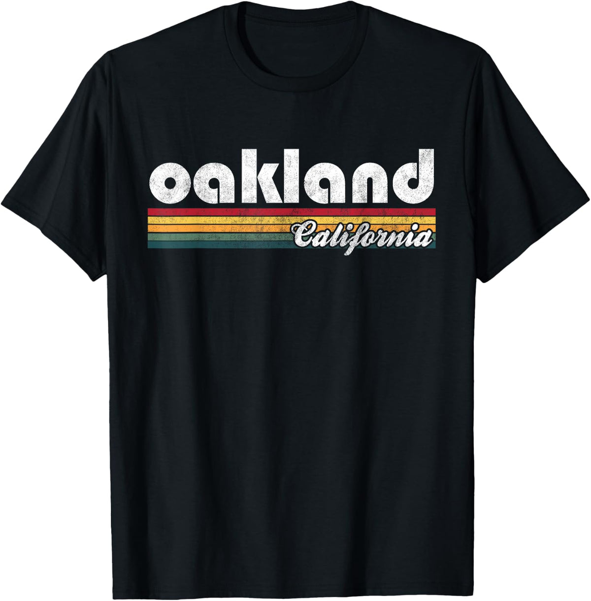 Oakland California Vintage 70's 80's Retro Style Men Women T-Shirt - Black