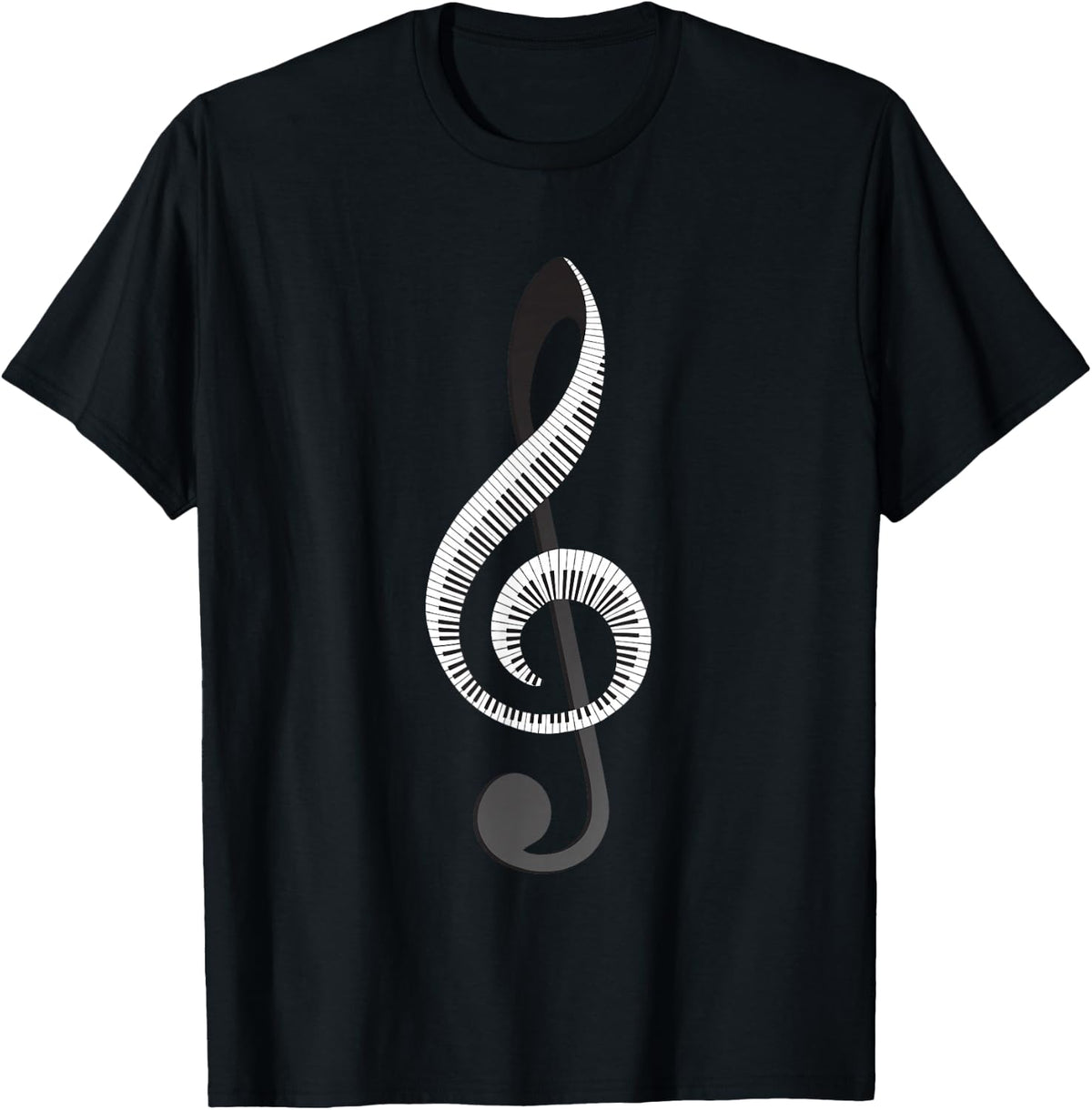 Funny Piano Gift For Men Women Cool Treble Clef Musical Note T-Shirt - Black