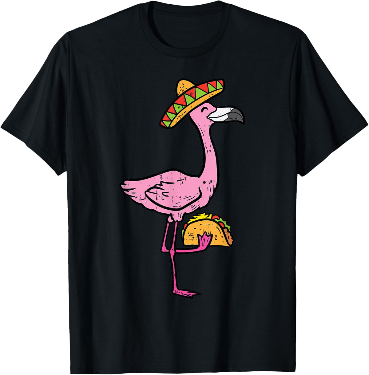 Mexican Flamingo Tacos Cute Cinco De Mayo Fiesta Animal T-Shirt - Black