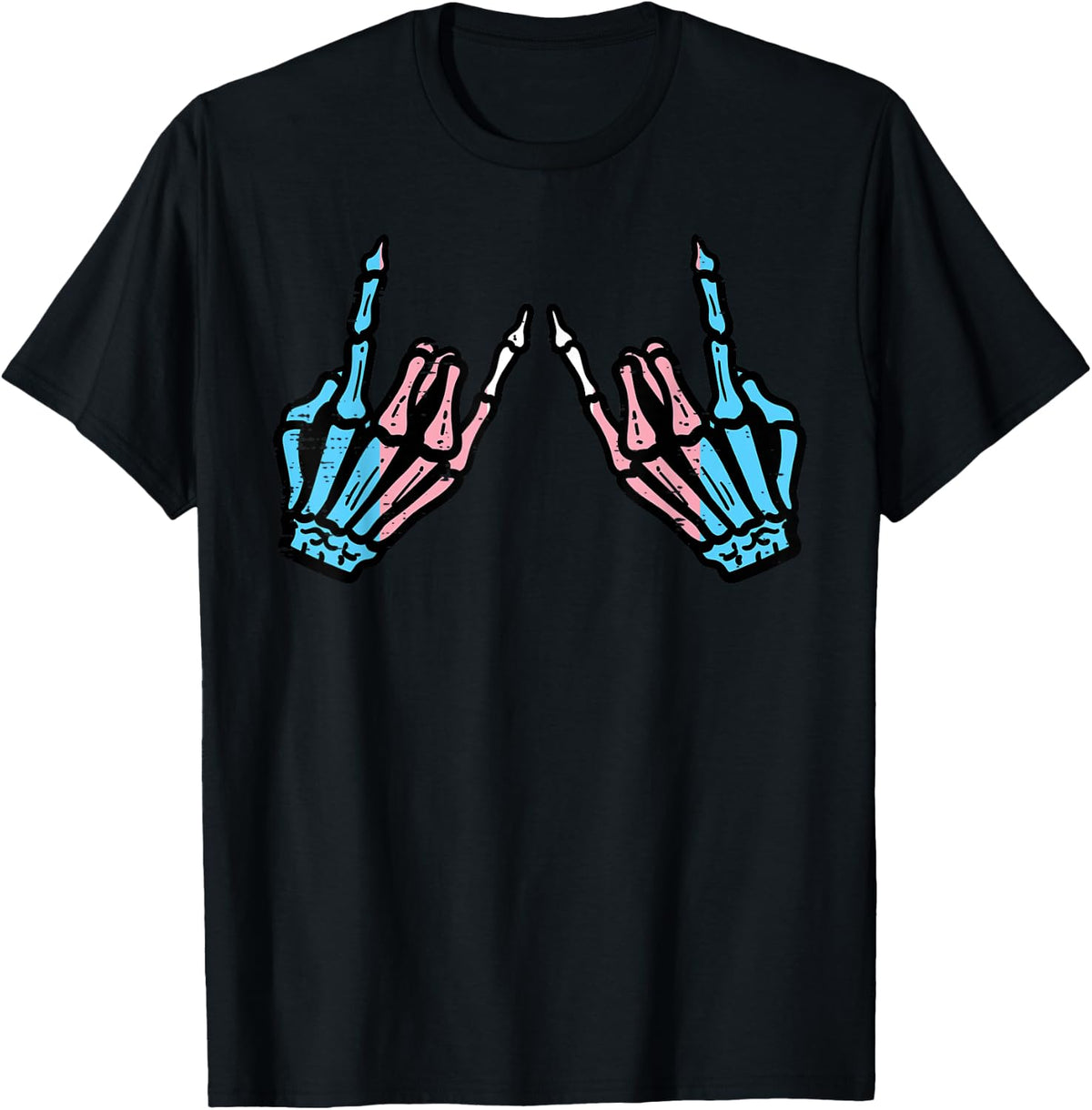 Trans Skeleton Rocker Hand Transgender Pride Transexual Lgbt T-Shirt - Black