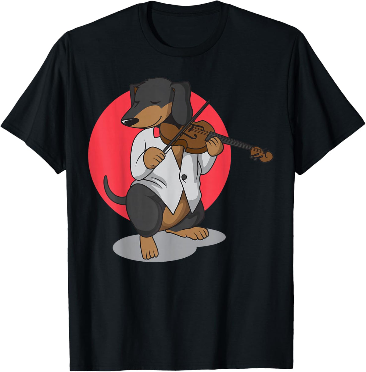 Dachshund Wiener Dog Playing Violin Cute Funny Violinist T-Shirt - Black