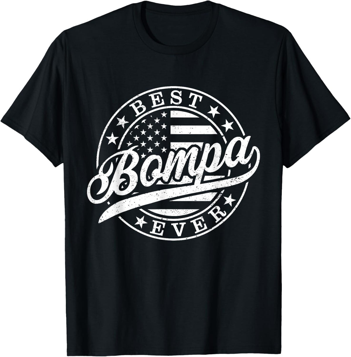 Best Bompa Ever American US Flag Funny Grandpa Father's Day T-Shirt - Black