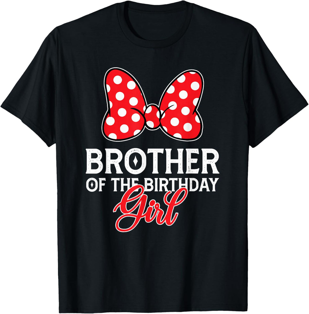 Brother of The Birthday Girl Cute Pink Bow Family Matching T-Shirt - Black