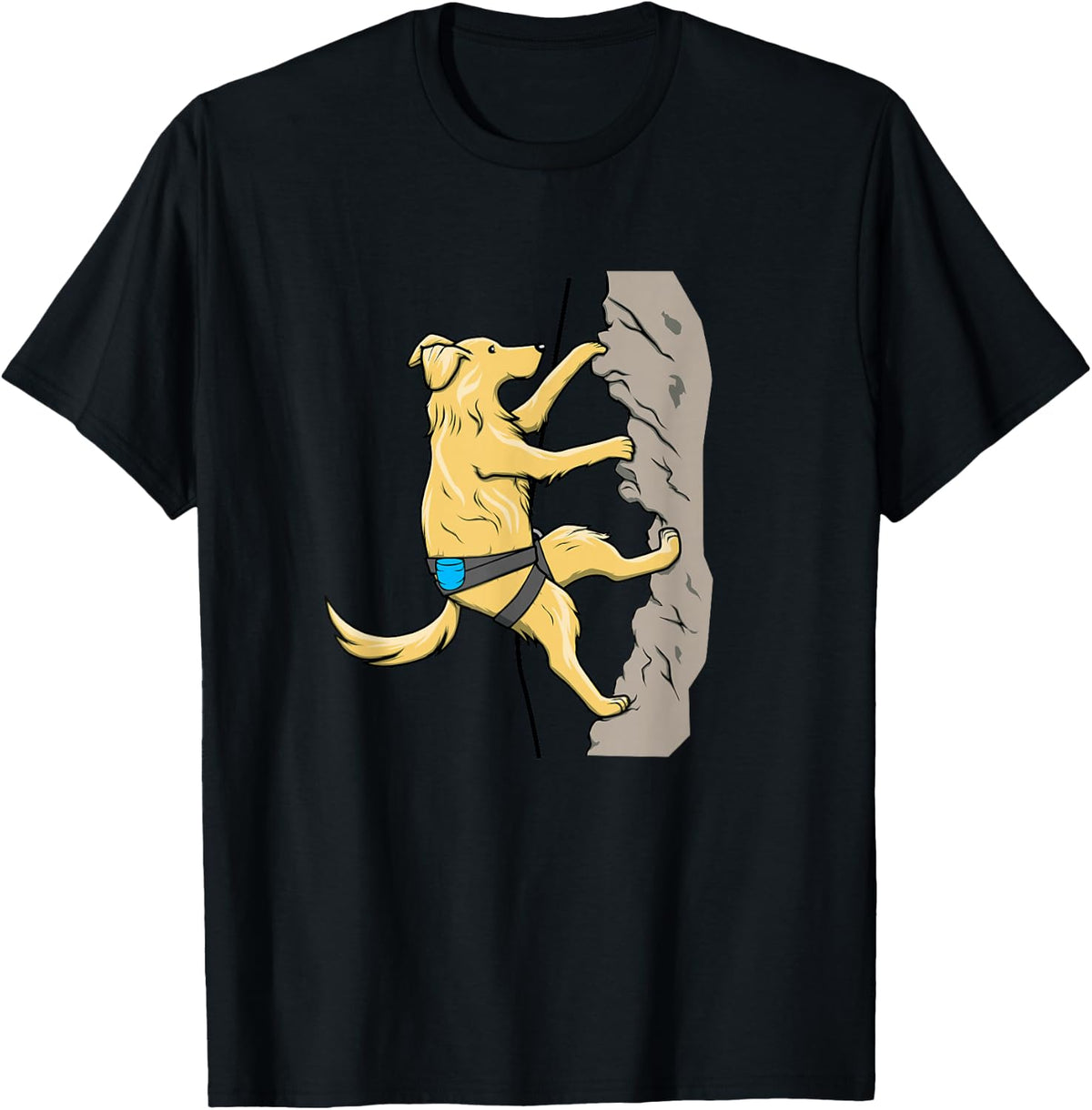 Adventurous Dog Rock Climbing Graphic | Outdoor Boulder T-Shirt - Black