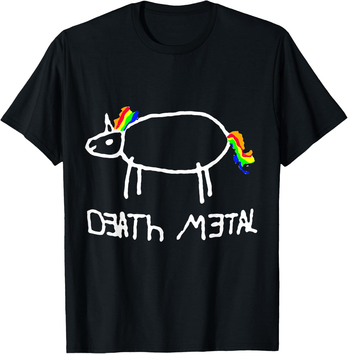 Unicorn Death Metal/Heavy Metal Black Metal Fun Design T-Shirt - Black
