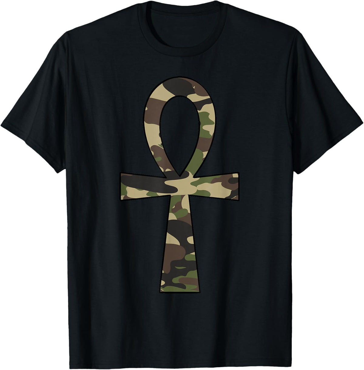 Ankh Cross Camo Egyptian African Pride T-Shirt Tee For Men Women - Black