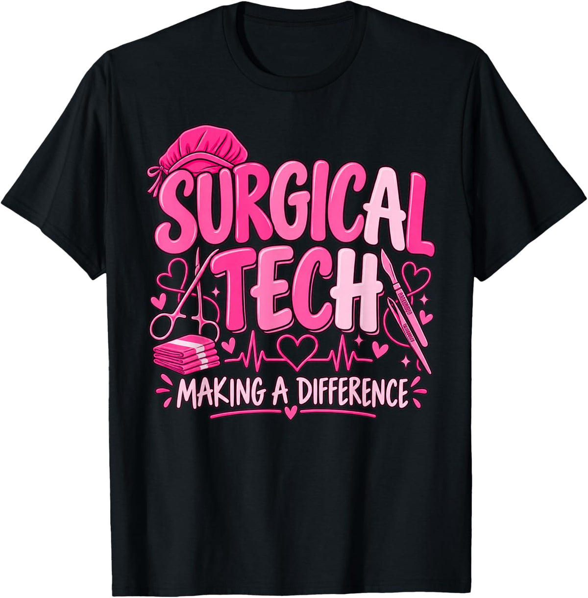 Surgical Tech Week Scrub Tech Breast Cancer Surgery OR Team T-Shirt - Black