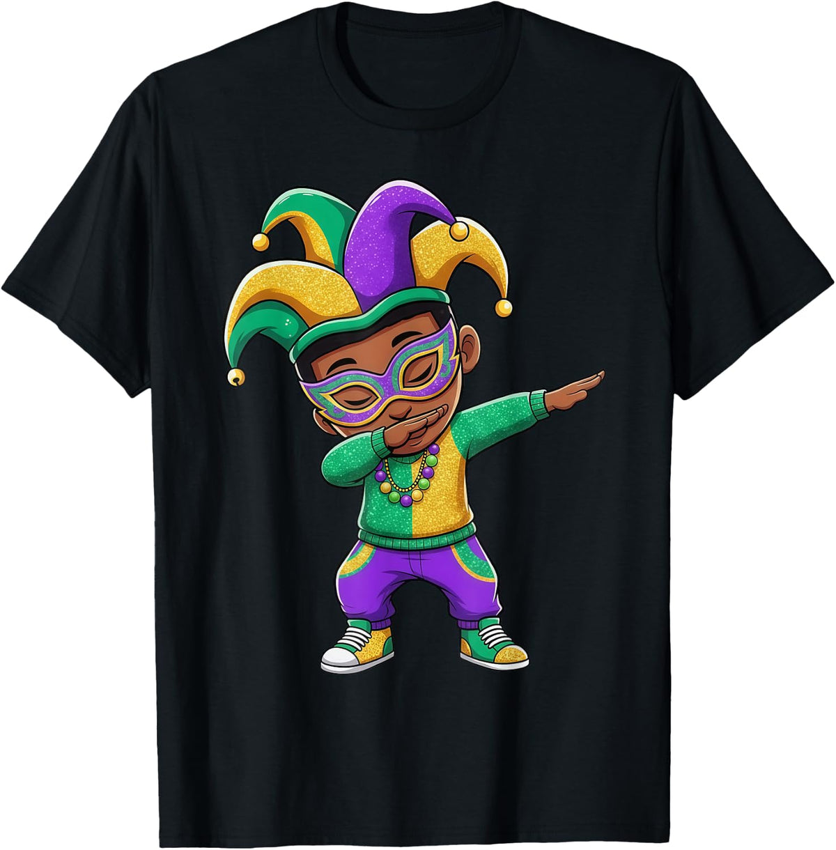 Dabbing Boy Mardi Gras Carnival Mardi Gras 2026 T-Shirt - Black