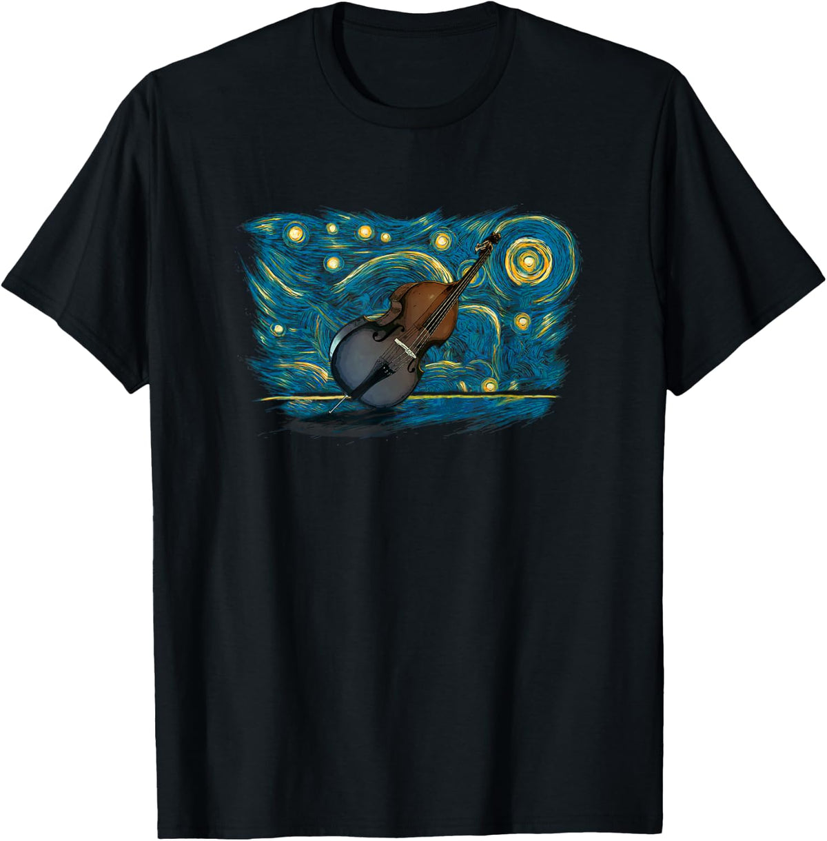 Retro Vintage Double Bass T-Shirt - Black