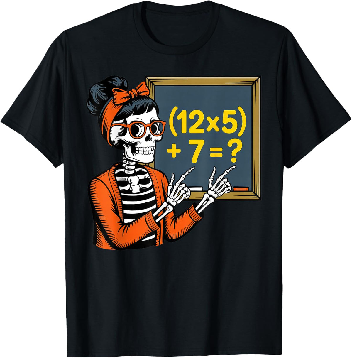 67 Teacher Halloween Skeleton Six Seven Meme Brainrot Math T-Shirt - Black