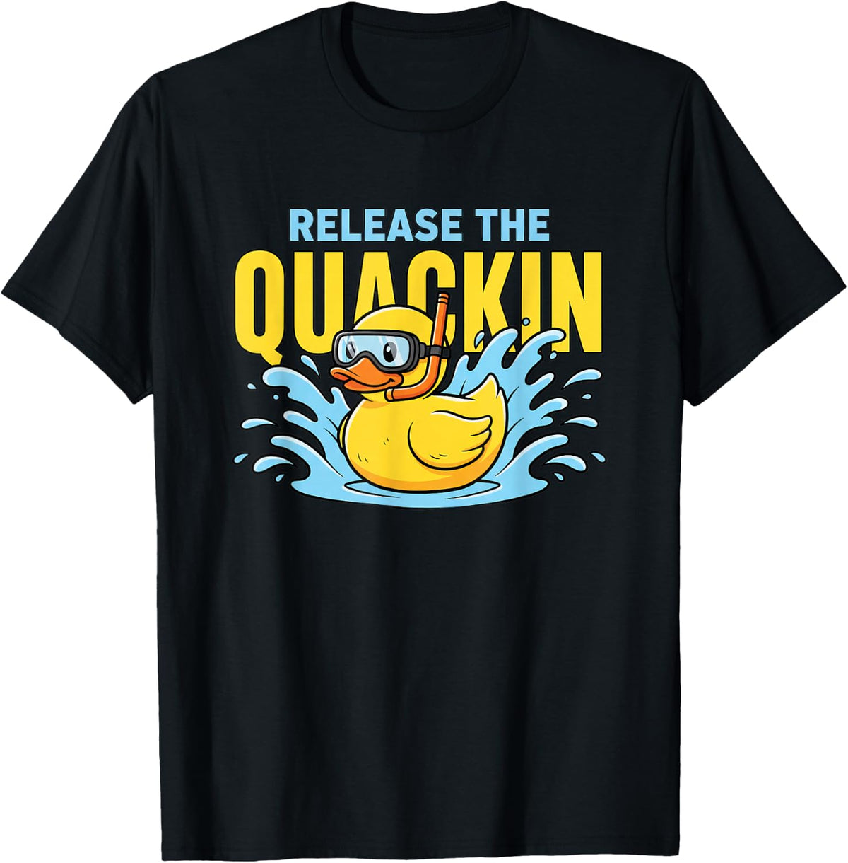 Release The Quackin Duck Funny Farm Animal Snorkel Cartoon T-Shirt - Black
