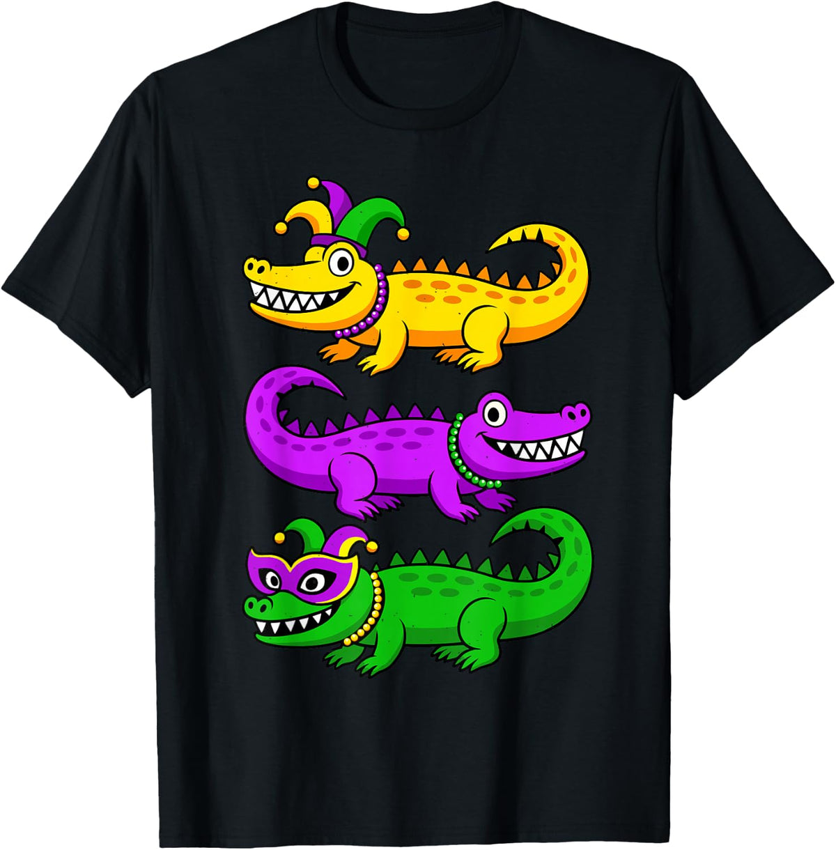 Mardi Gras Alligator for Kids Boys Mens Youth New Orleans T-Shirt - Black