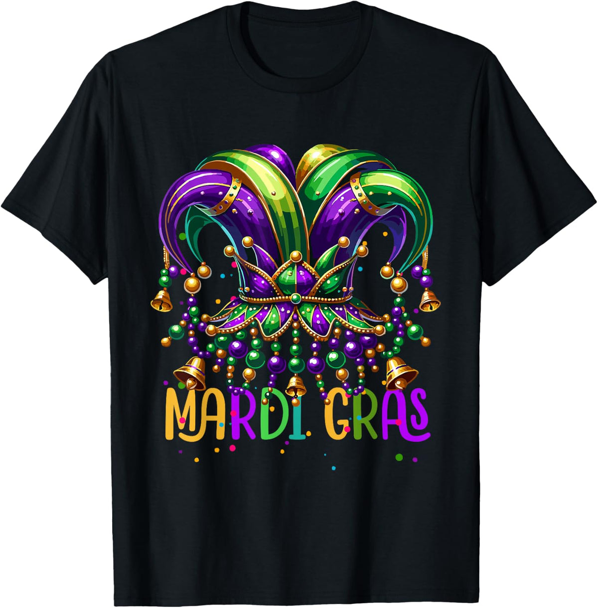 Mardi Gras Costume Outfit Toddler Kid Men Women Mardi Gras T-Shirt - Black