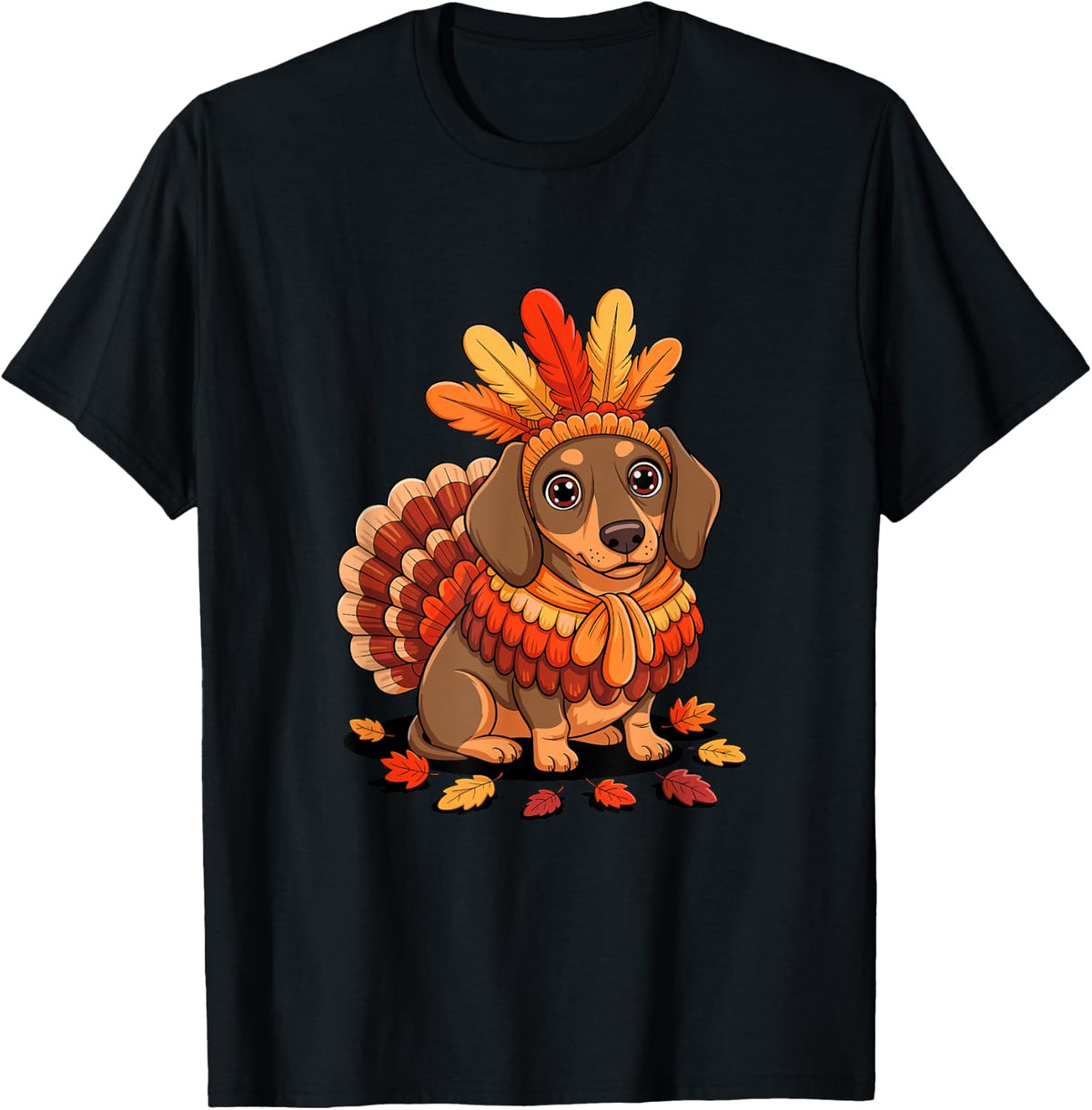Thanksgiving Turkey Dachshund Dachshund Doxie T-Shirt - Black