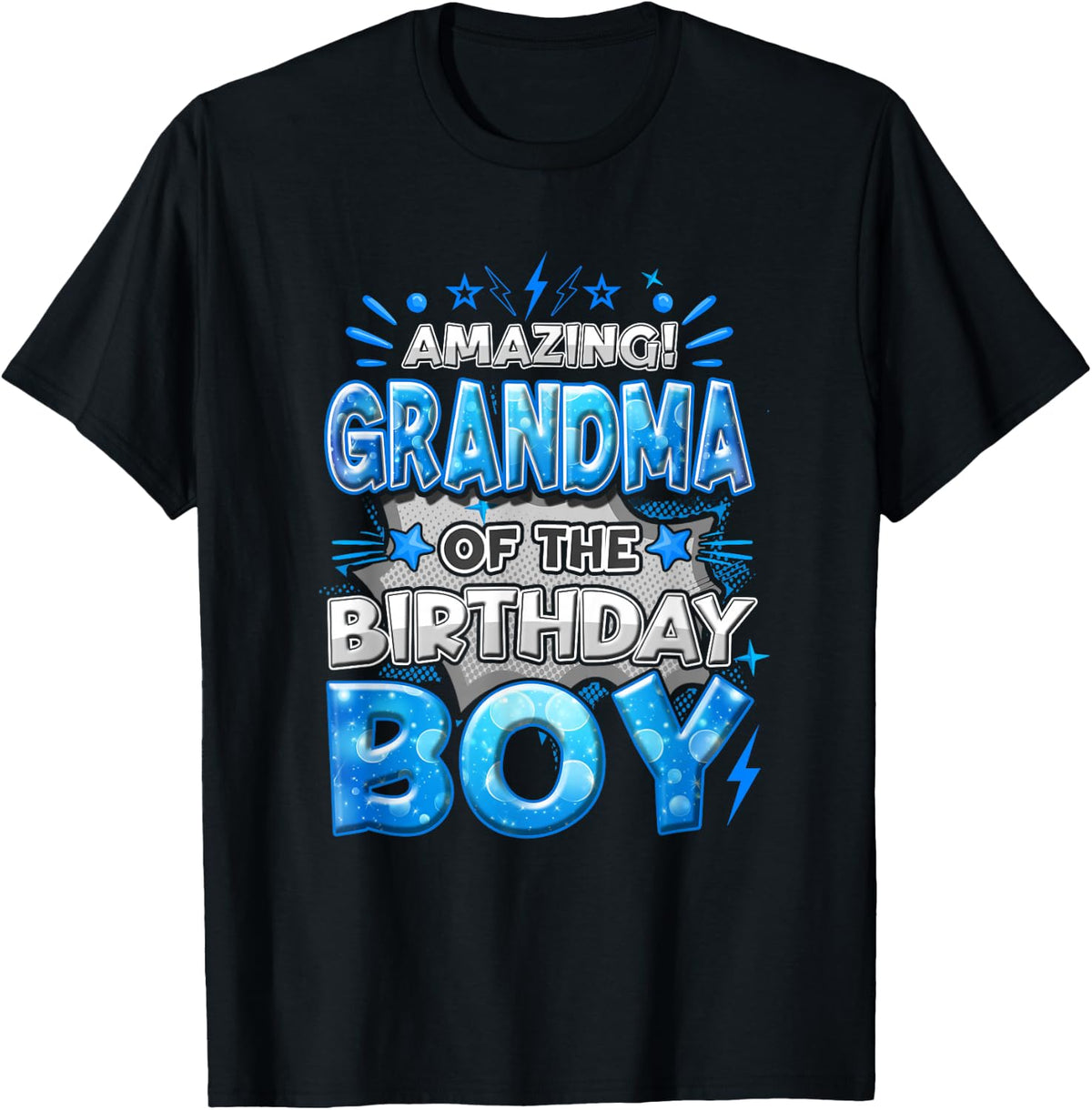 Amazing Grandma Of The Birthday Boy Matching Family Party T-Shirt - Black