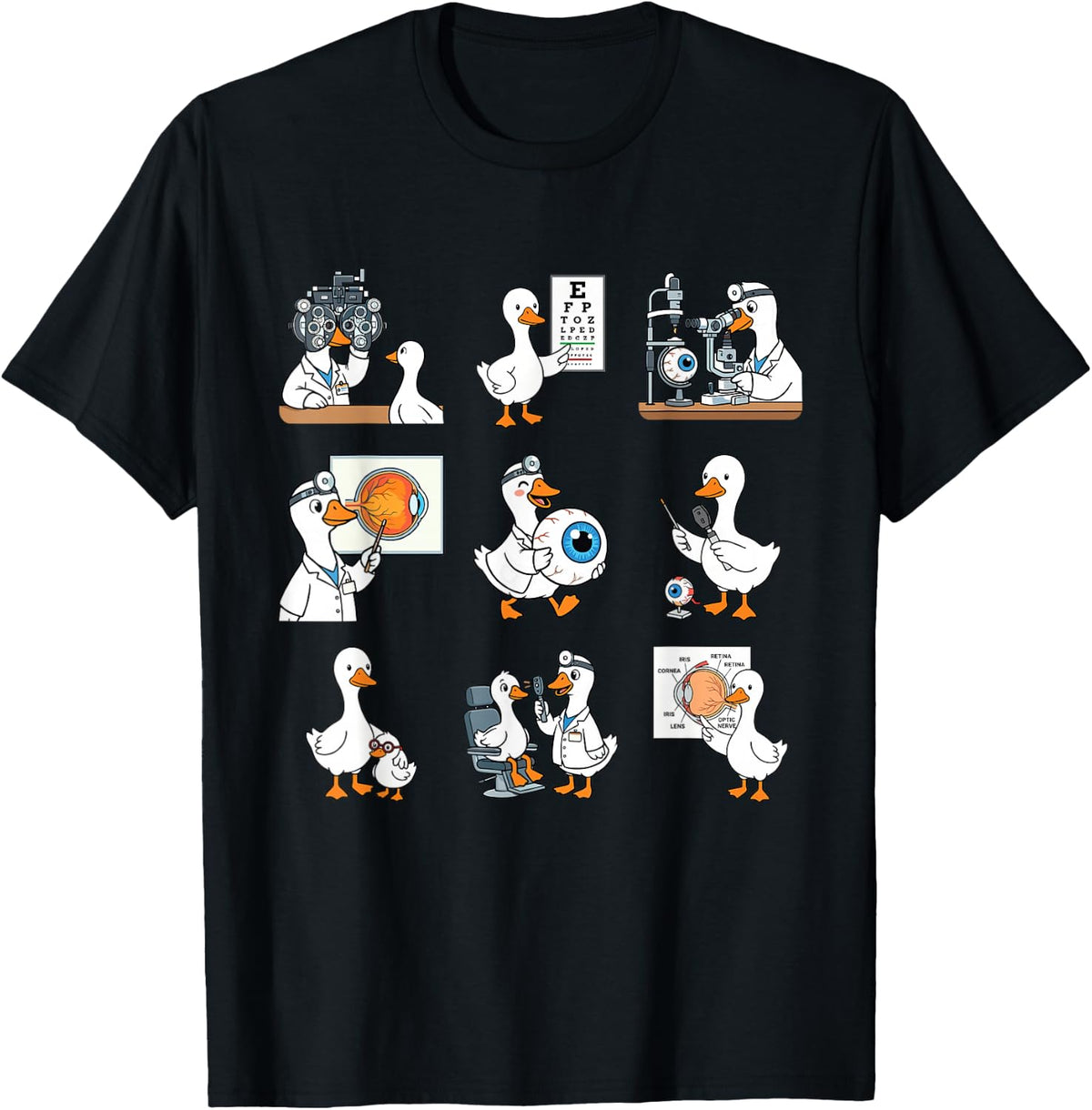 Cute Goose Optometry Eye Doctor Ophthalmologist Optician T-Shirt - Black