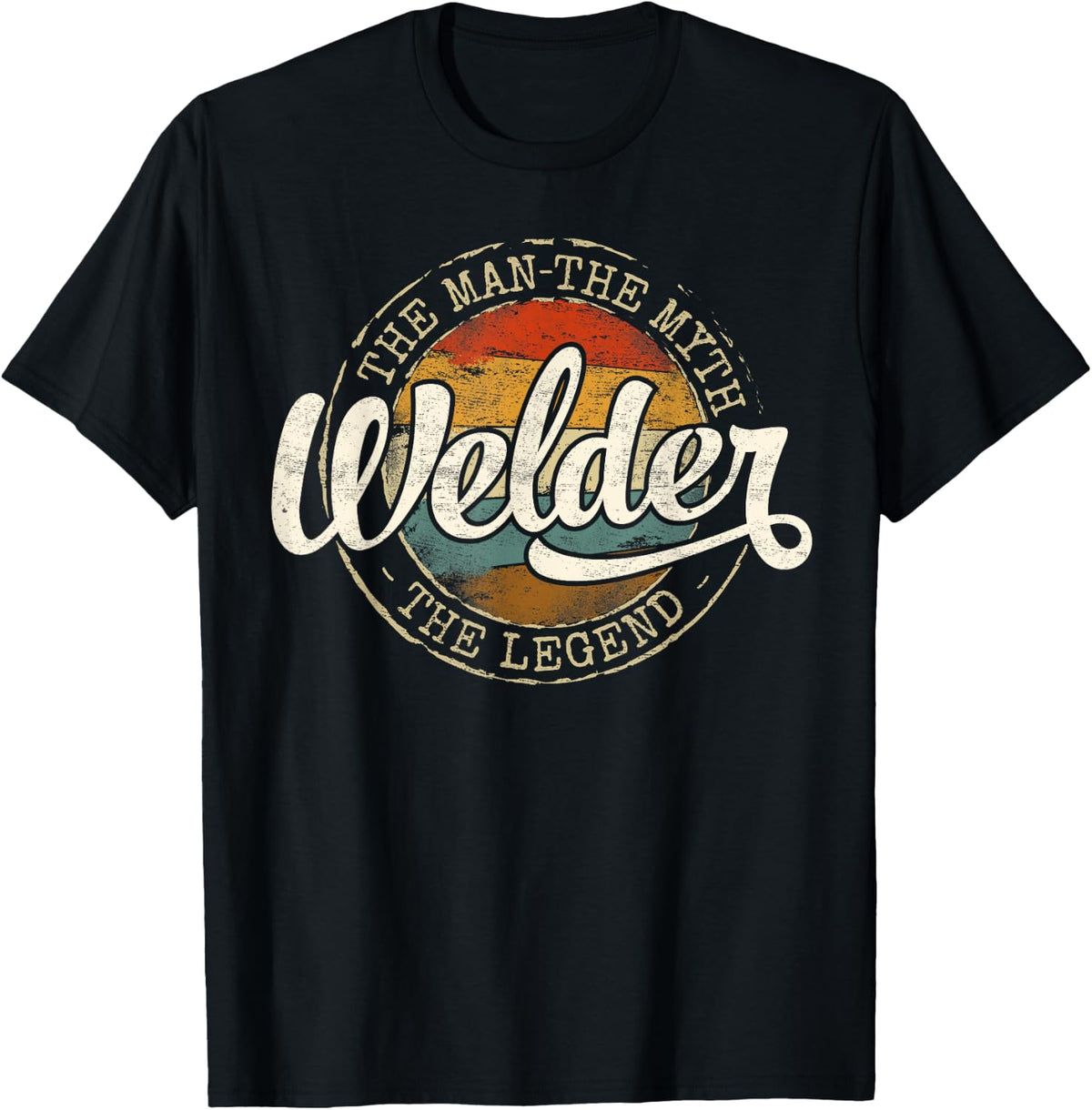 Welder The Man The Myth The Legend Vintage Stamp Welding Tees T-Shirts for Men - Black