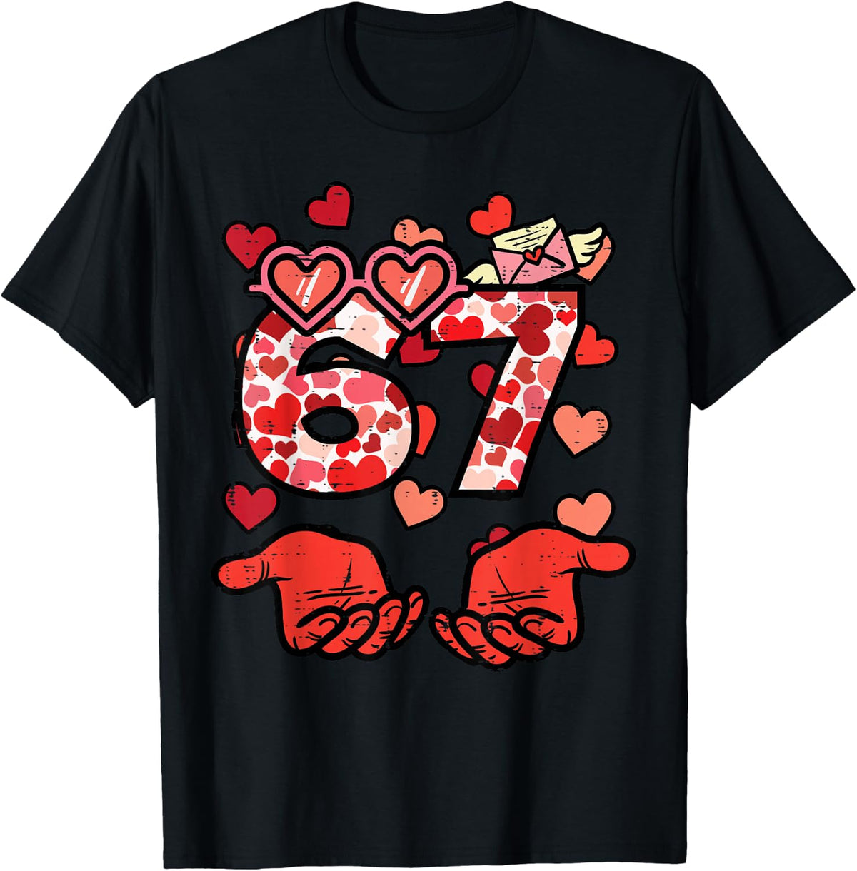 6 7 Valentines Day 67 Valentine Meme Kids Boys Youth Women T-Shirt - Black
