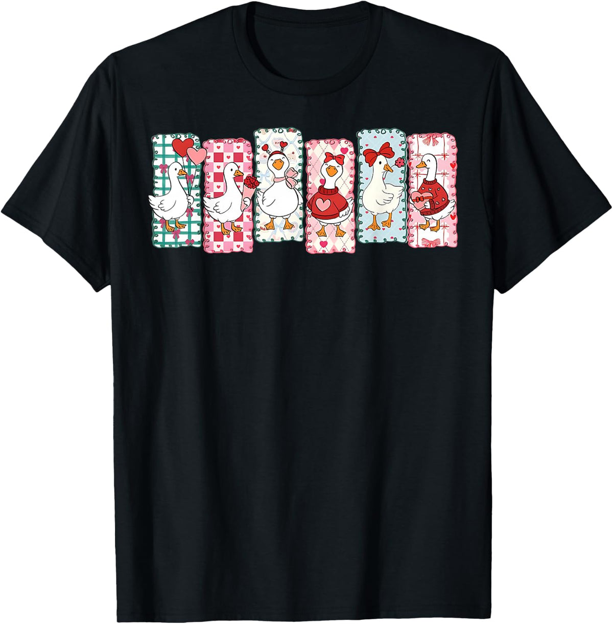 Just A Lovely Goose Cute Goose Valentine's Day T-Shirt - Black