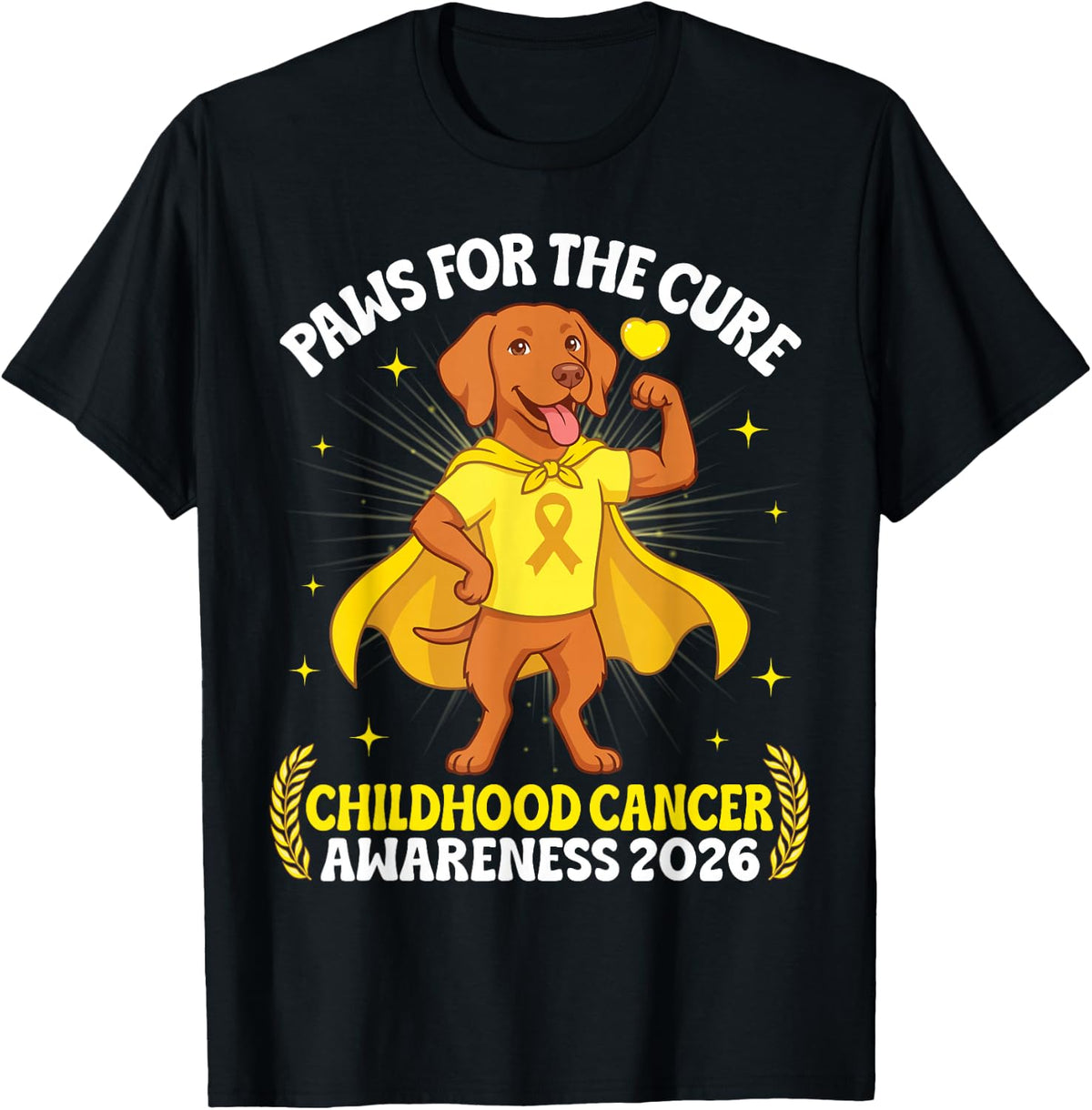 Vizsla Dog Paws for The Cure Childhood Cancer Awareness 2026 T-Shirt - Black