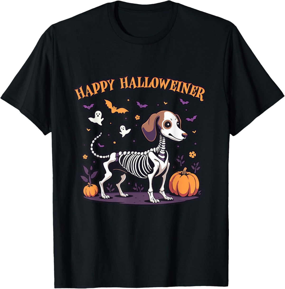 Happy Dachshund Halloween, Happy Halloweiner Dogs Lover T-Shirt - Black