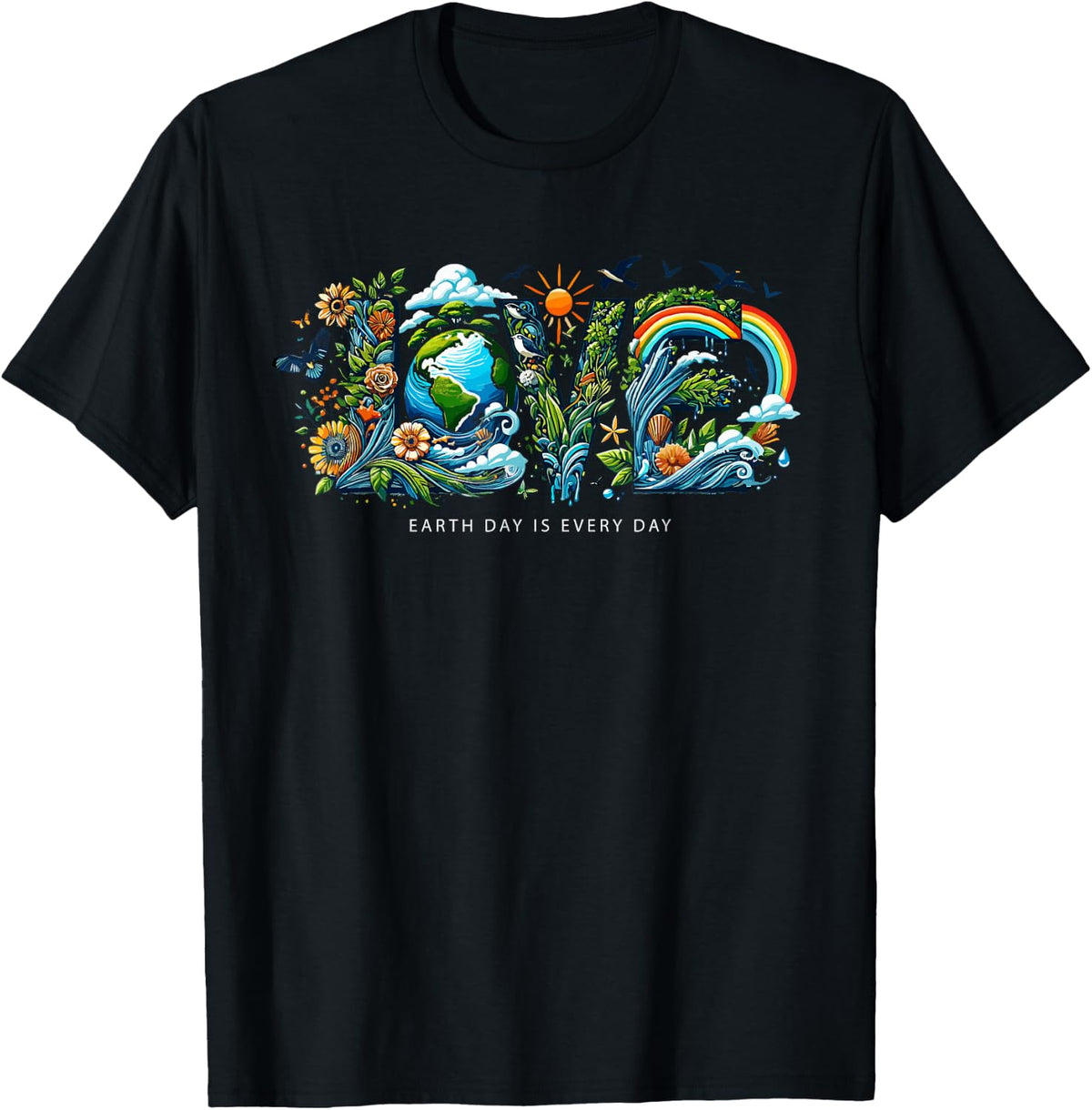Love Your Mother Teacher Nature Save Every Day Earth Day T-Shirt - Black