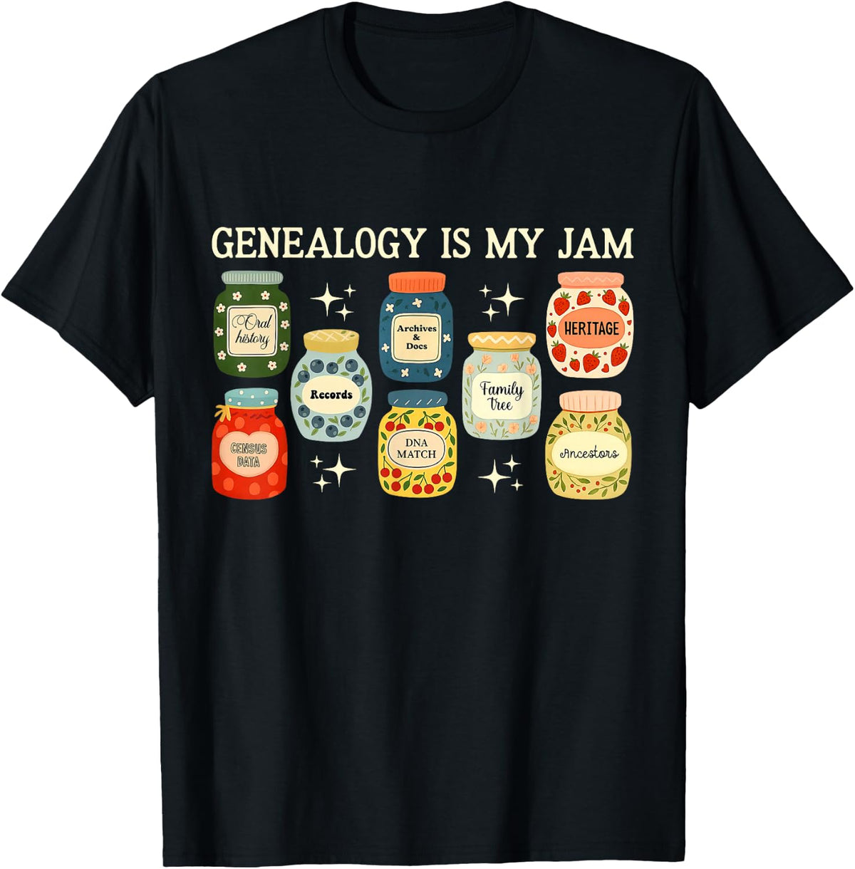 Genealogy is My Jam Genealogist Ancestry History Tree Family T-Shirt - Black