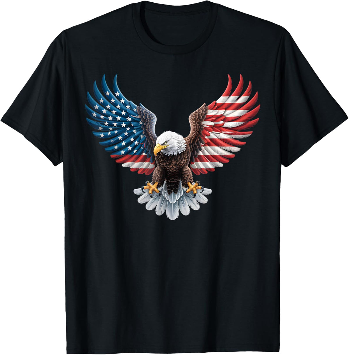 American Flag Bald Eagle Patriotic Pride Tees 4th of July T Shirts USA - Black