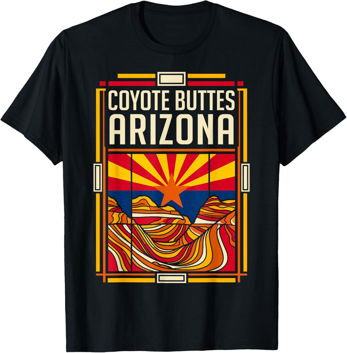 Coyote Buttes Arizona Desert Landscape Travel Art T-Shirt - Black