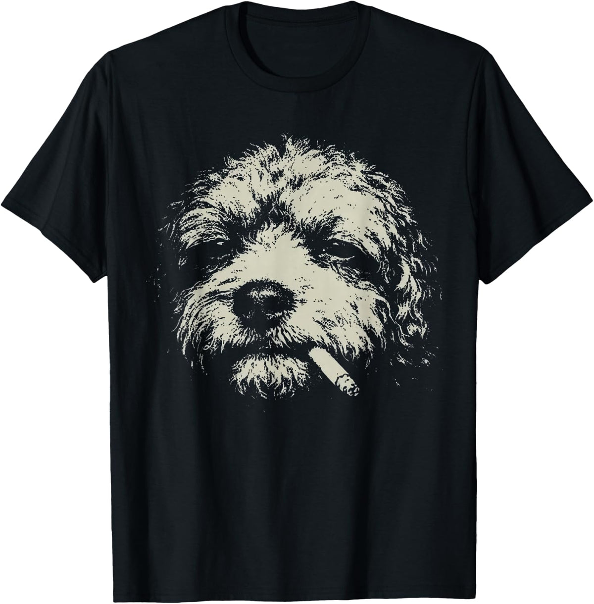 Dog Smoking Cigarette Funny Cavapoo Meme T-Shirt - Black