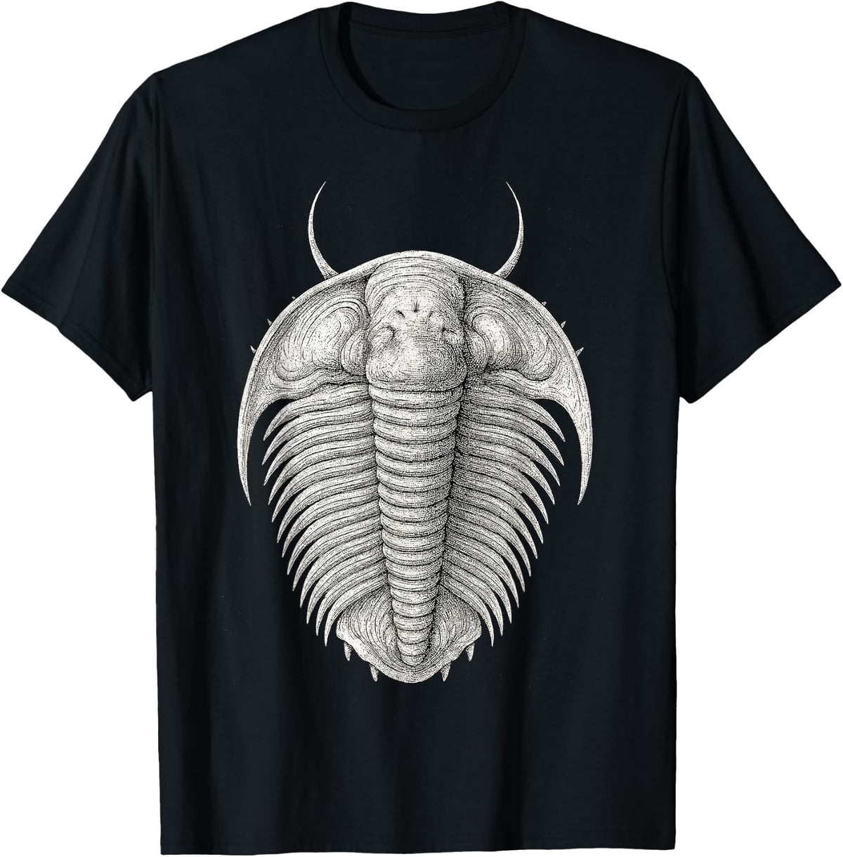 Trilobite Fossil Dorsal View Scientific Paleontology Art T-Shirt - Black