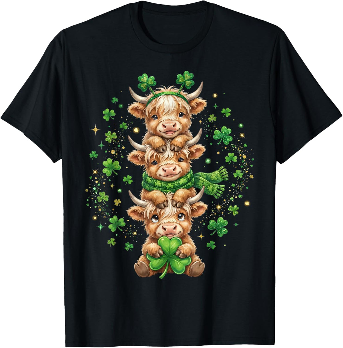 Farm Cow St Patricks Day Women Shamrock Saint Pattys T-Shirt - Black