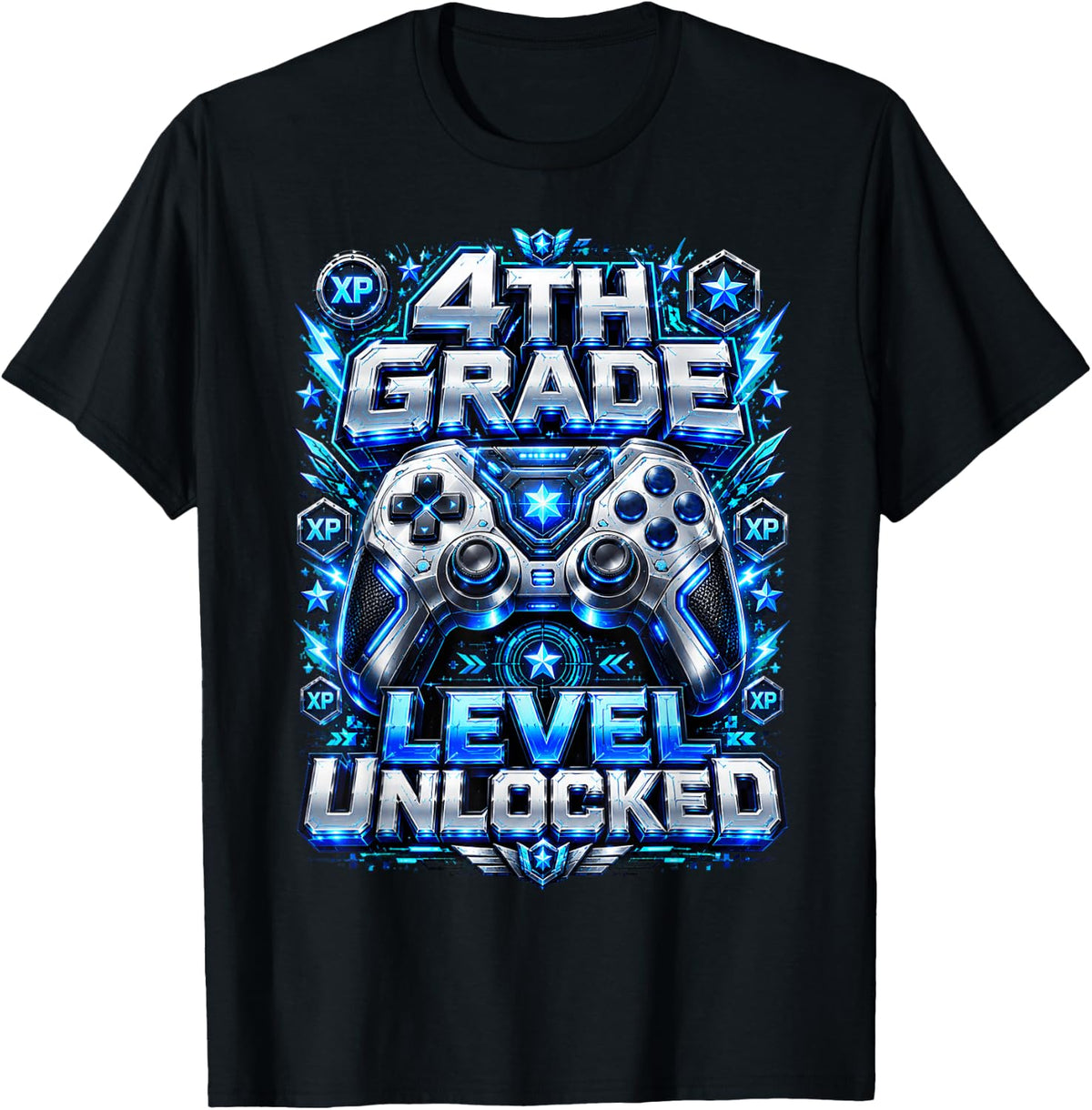 Back to School 4th Grade Level Unlocked Fourth Grade Boys T-Shirt - Black
