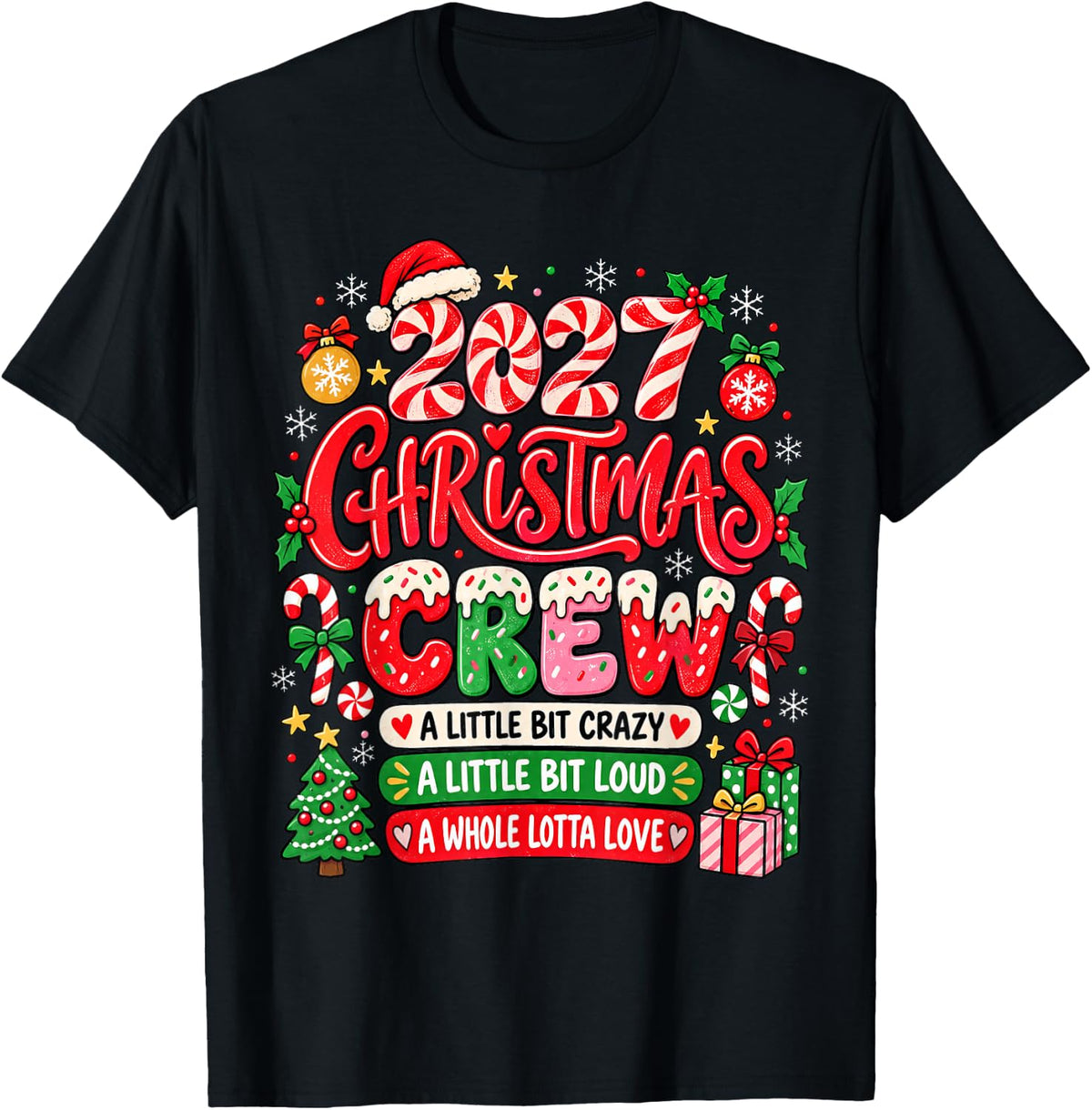 Christmas Crew 2027 Family Christmas Xmas Pajamas Matching T-Shirt - Black