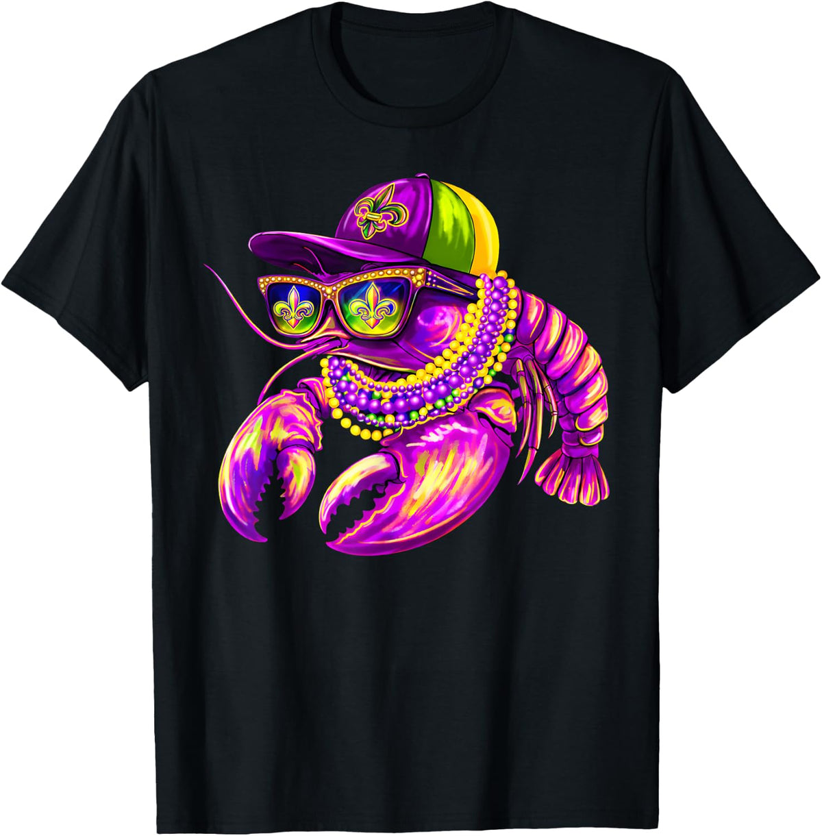 Mardi Gras Crawfish Cap Beads New Orleans Boy Men Kid T-Shirt - Black