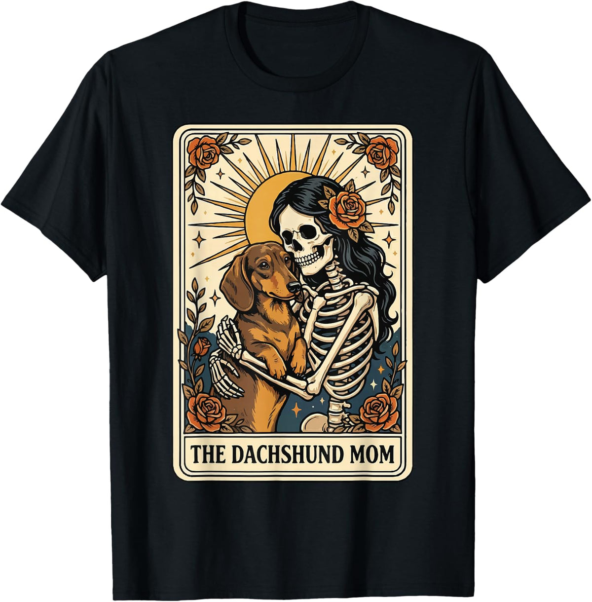 The Dachshund Mom Tarot Card T-Shirt - Black