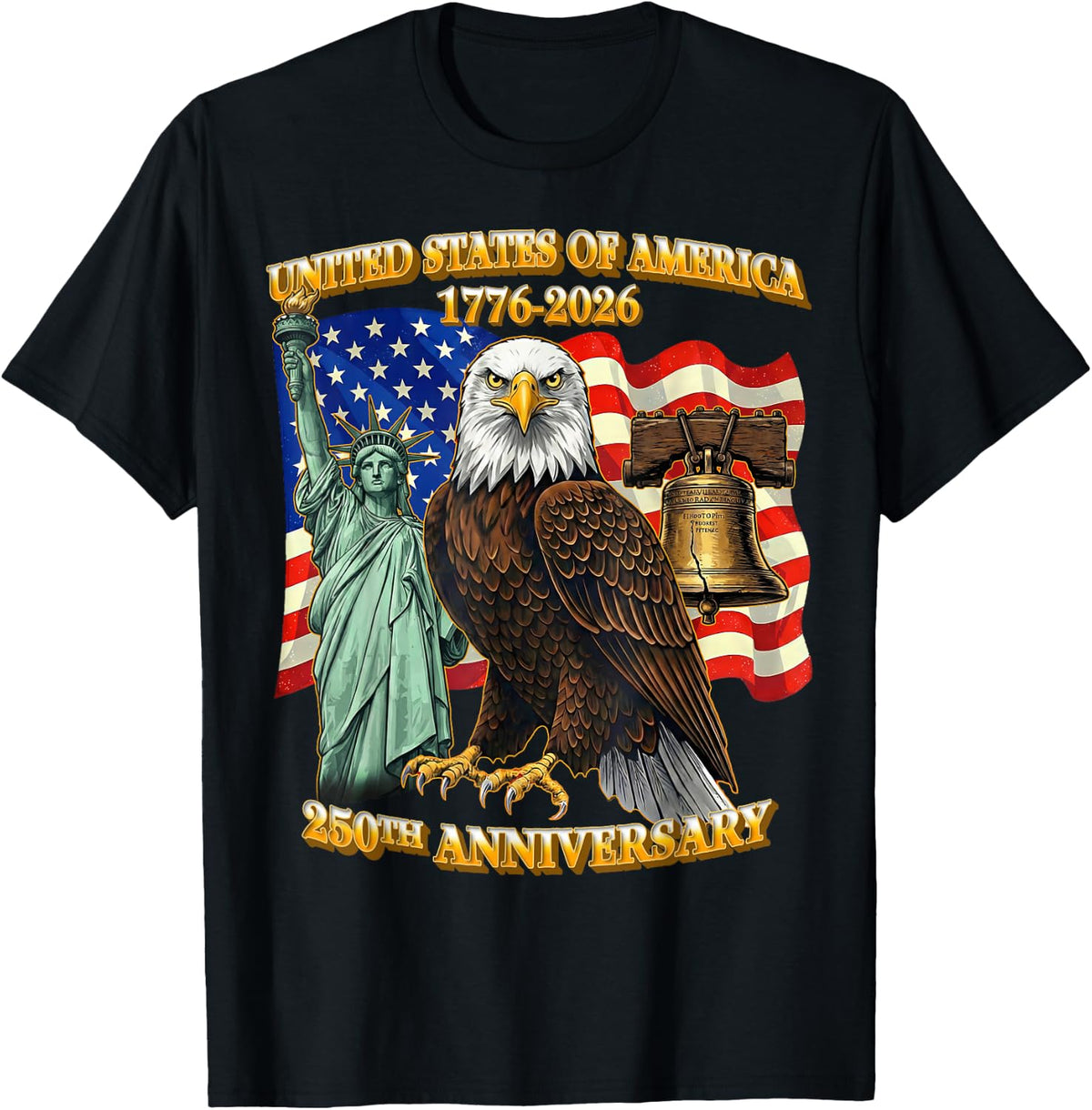 250 Anniversary USA 250th American Flag Patriotic 250 Years T-Shirt - Black