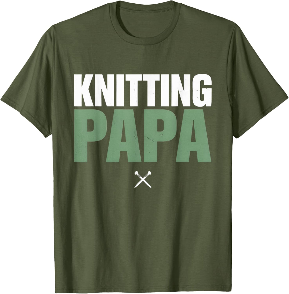 Knitter Papa Knitting T-Shirt - Olive Green