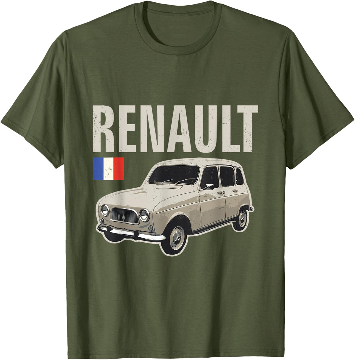 Renault 4 French Vintage Classic Car Retro T-Shirt - Olive Green